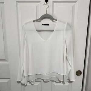 Zara Women's Elegant Cream V-Neck Blouse